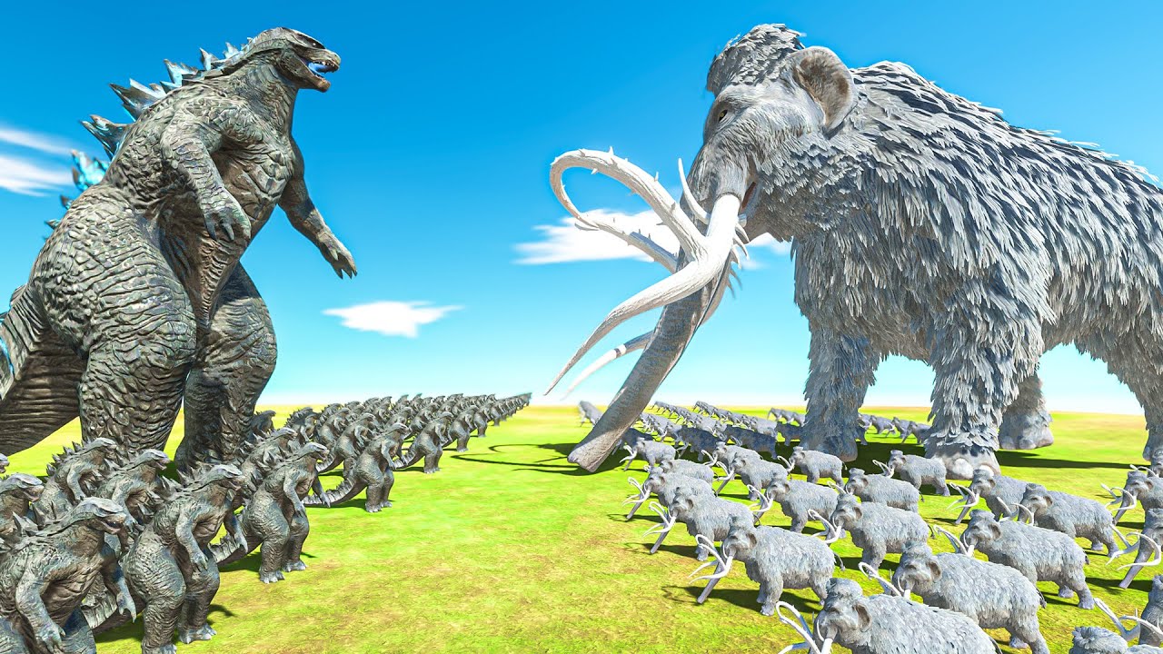 Growing Godzilla vs Mammoth Size Comparison - Animal Revolt Battle Simulator