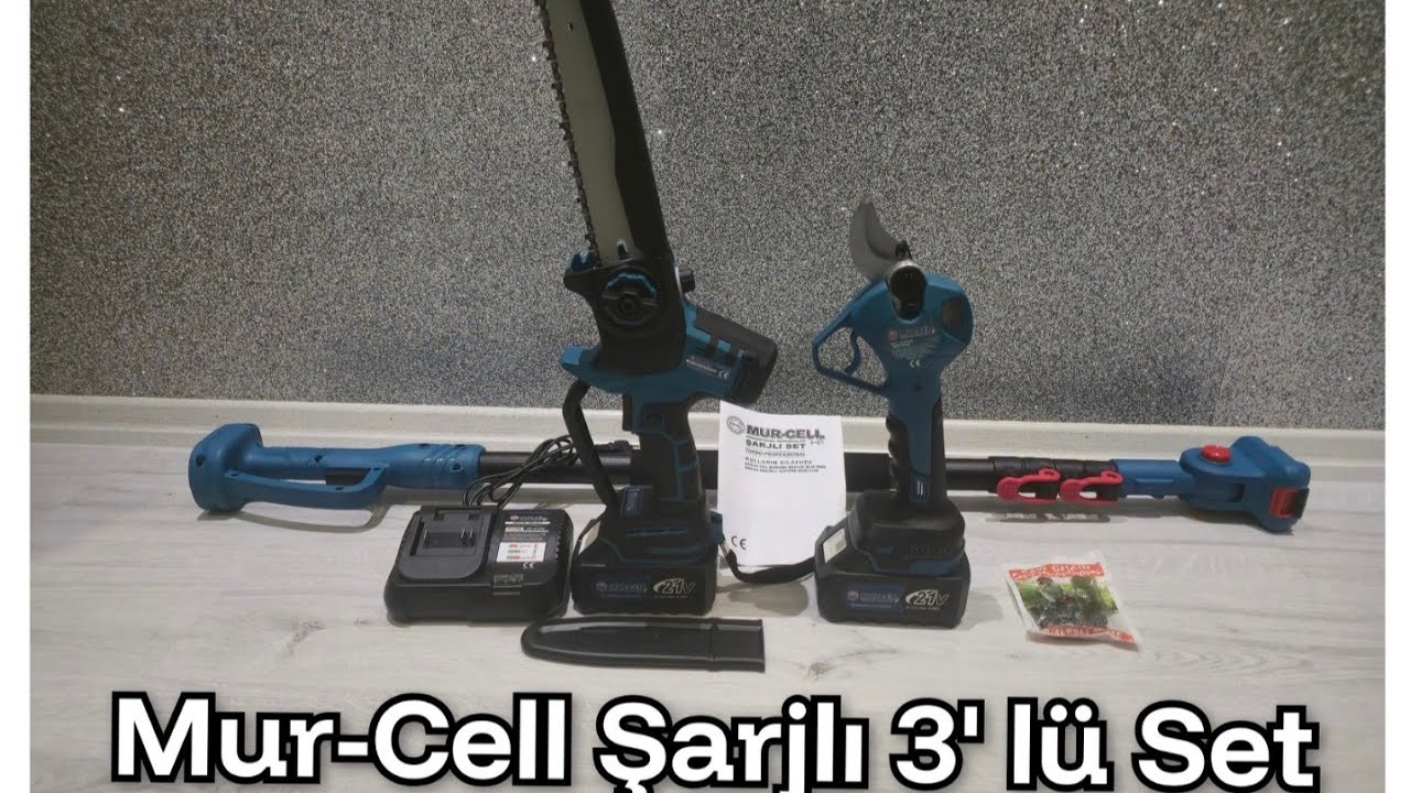 Mur-Cell Şarzlı 3 lü Set. Dal Budama Makası, Zincirli Testere ve Teleskopik Kol.  #mur-Cell #murcell