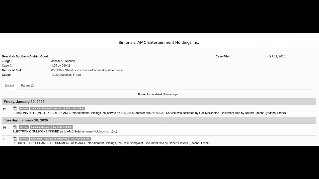 Роберт Саймонс против AMC Entertainment Holdings, Inc. &mdash; Мы обсуждаем обвинения, содержащиеся в э...