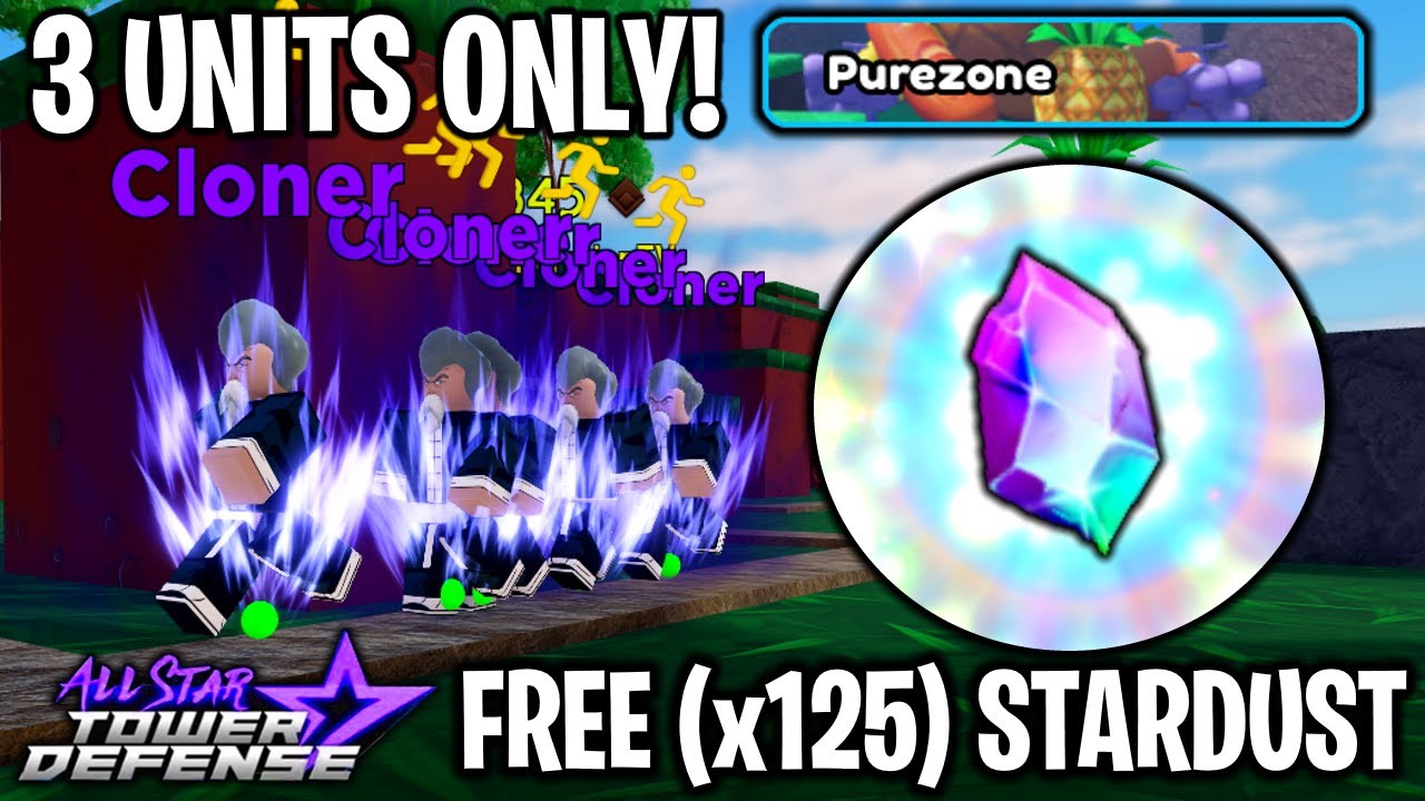3 Units Beating PureZone (x125 Free Stardust) Solo Gameplay | All Star Tower Defense Roblox