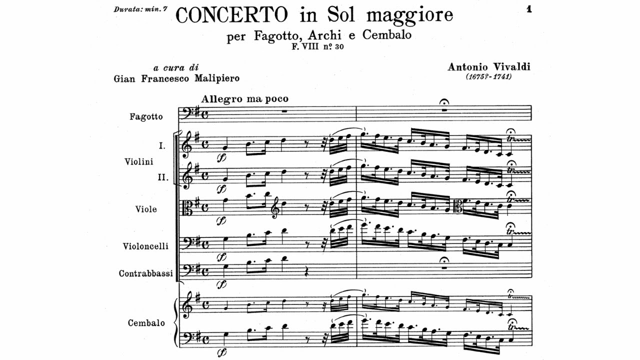 Antonio Vivaldi: Bassoon Concerto in G Major, RV 493