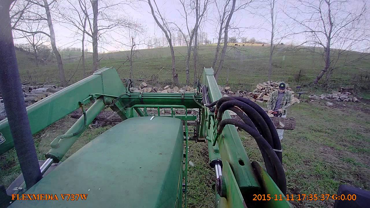 using loader forks in cutting firewood