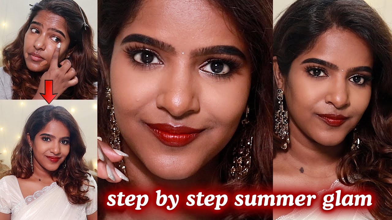 Step By Step Simple Elegant Glam Makeup Tutorial For Sweaty Summer Days🚨