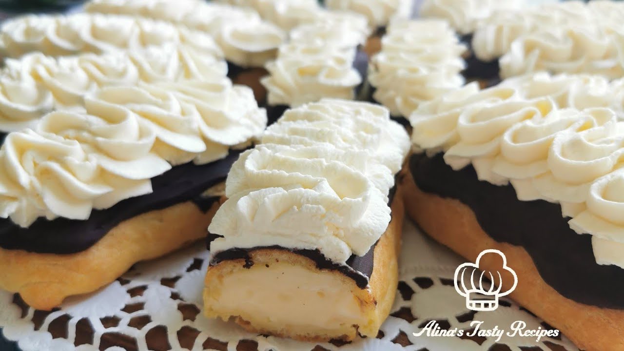 Eclairs with vanilla cream #eclair #vanillacream