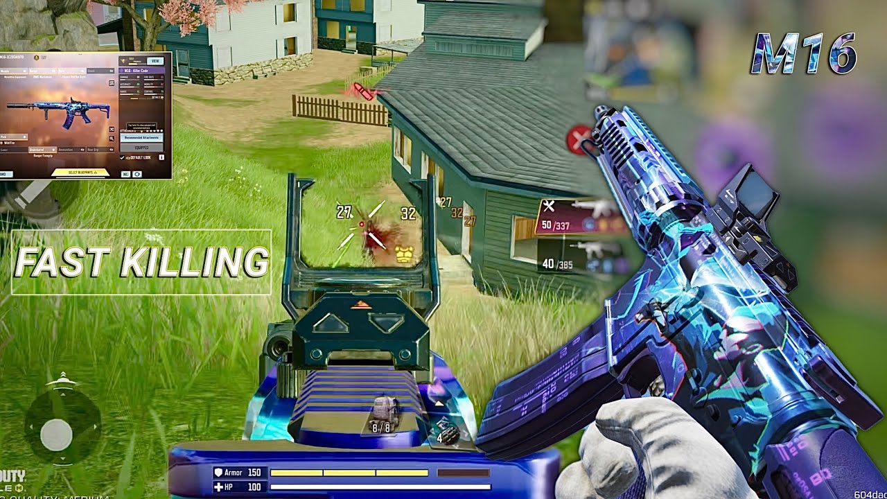 0 RECOIL in MID RANGE + FAST KILLING | BEST M16 GUNSMITH CODM BR | CODM BR GAMEPLAY