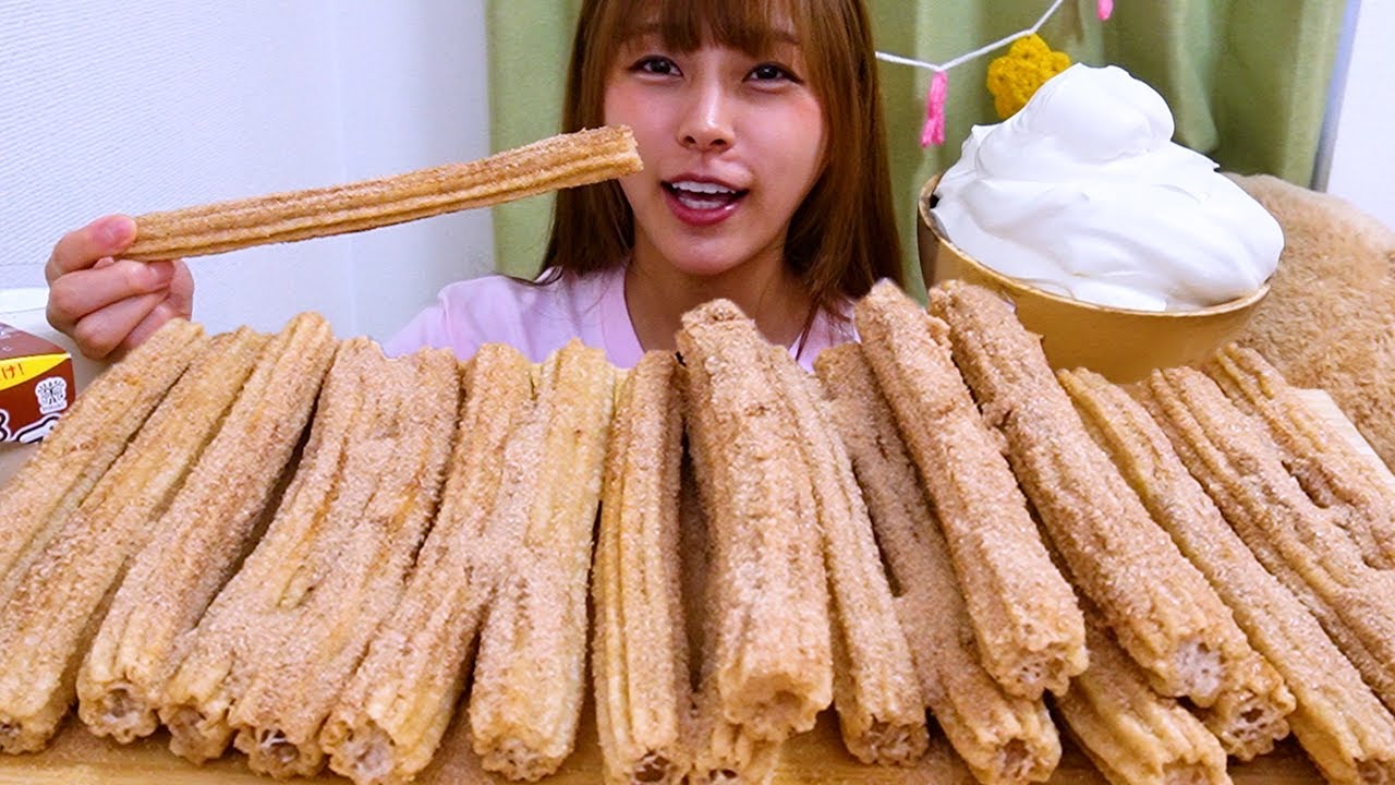 【ASMR】コストコのチュロスと生クリーム