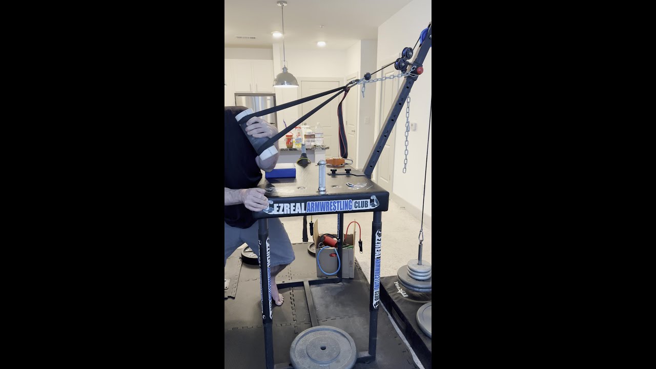 Arm wrestling exercises. Thick 3.5in wrist wrench isometrics @ 77.8lb