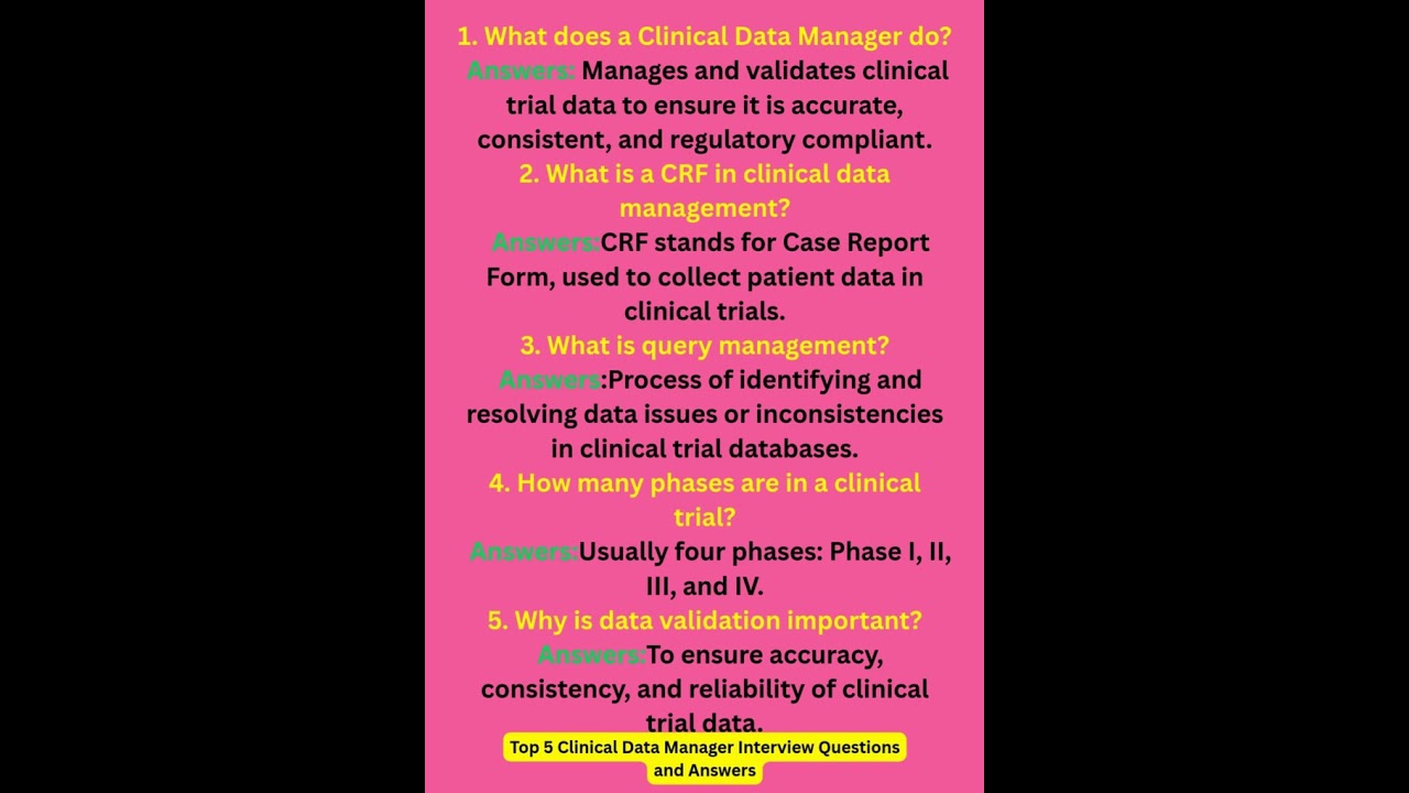 Top 5 Clinical Data Manager Interview Questions and Answers