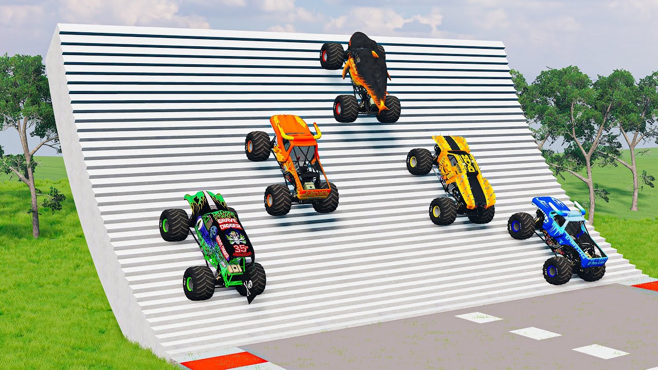 Monster Trucks VS Stairs - Ramps | BeamNG Monster Truck Crashes