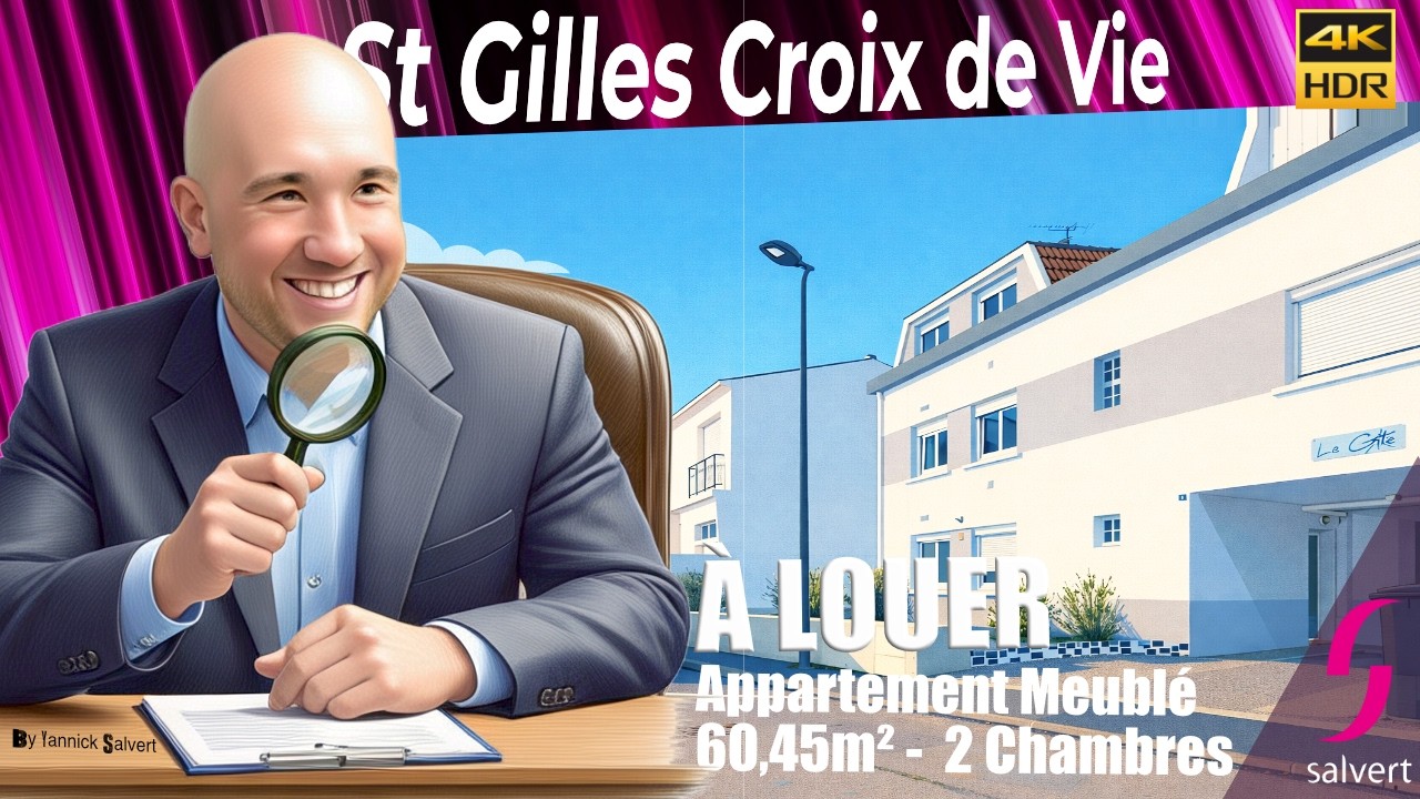 Appartement meublé à louer - 60,45m² - 2 chambres - ST GILLES CROIX DE VIE - Vendée (85)