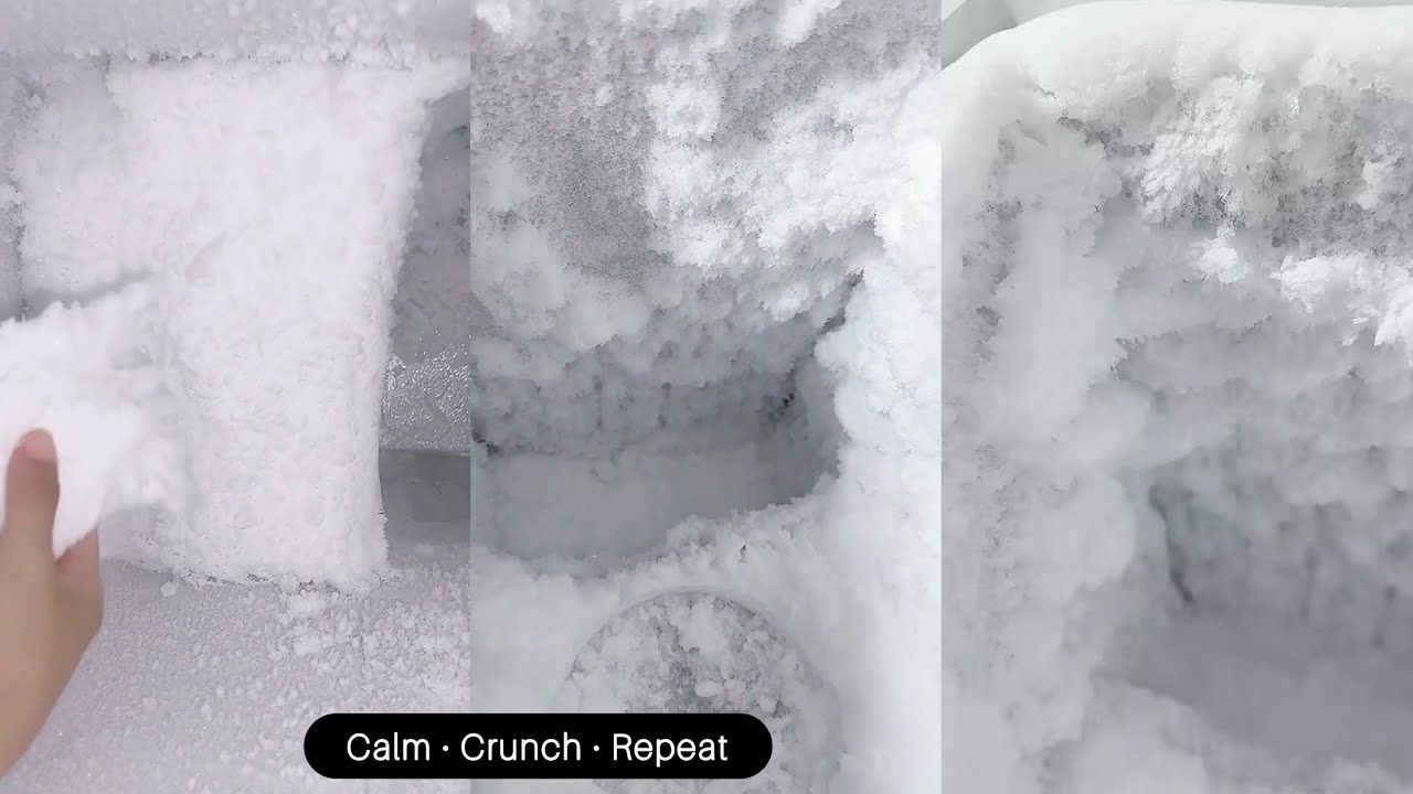 Frozen Freezer🥰Satisfying Ice Eating ❄️If you love crunchy sounds…Can You Watch Without Craving Ice?