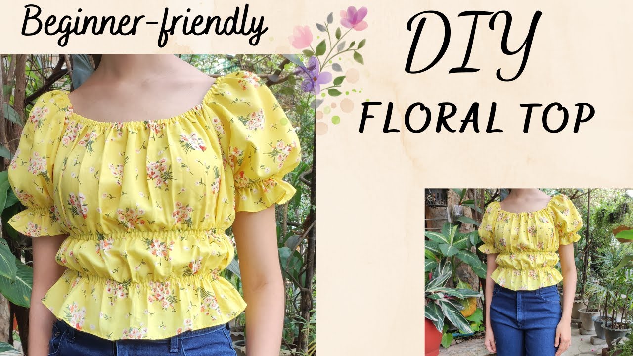 DIY floral top// How to make a shirred top