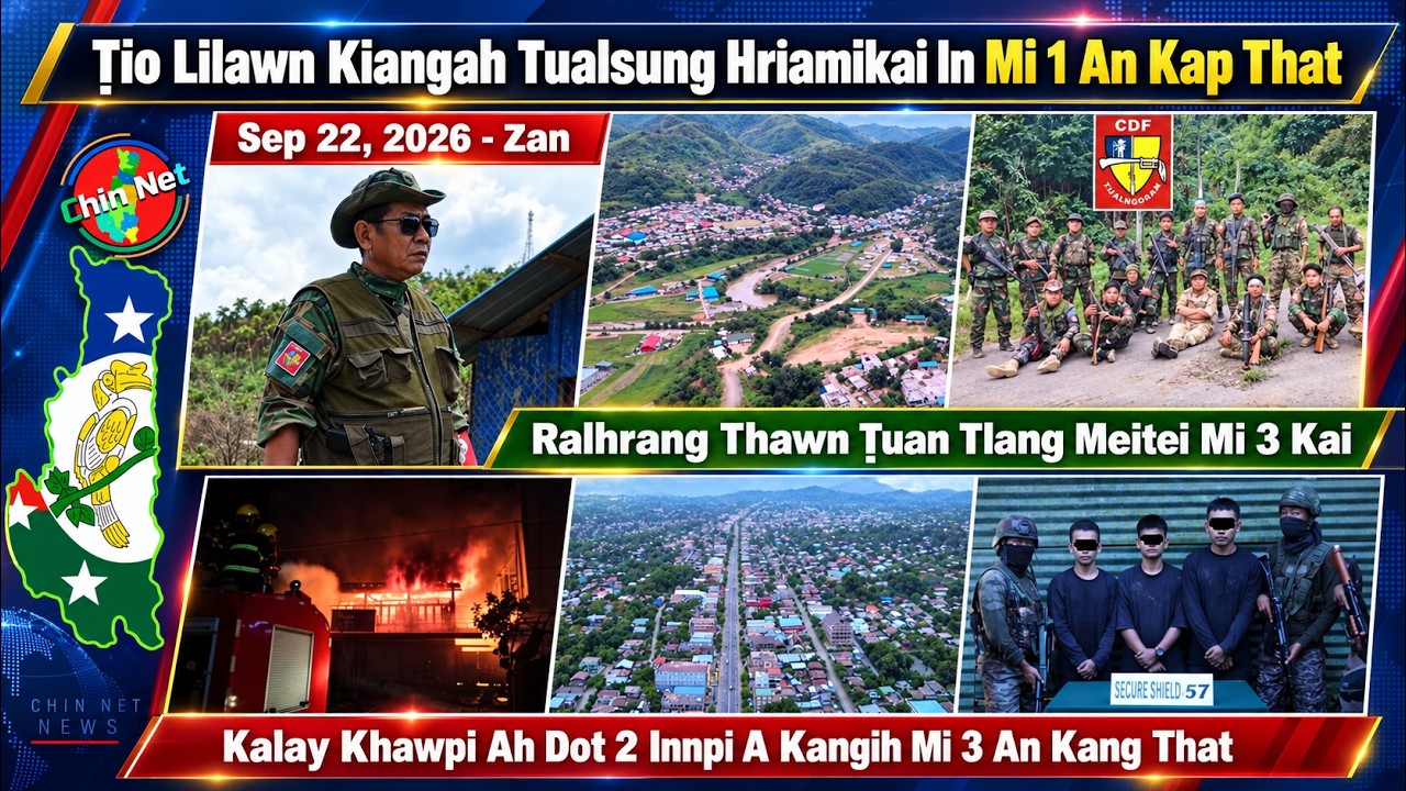 Sep 22 Zan: Ṭio Ah Tualsung Hriamkai In Mi 1 An Kap That. Kalay Khawpi Ah Dawr A Kang, Mi 3 Thi