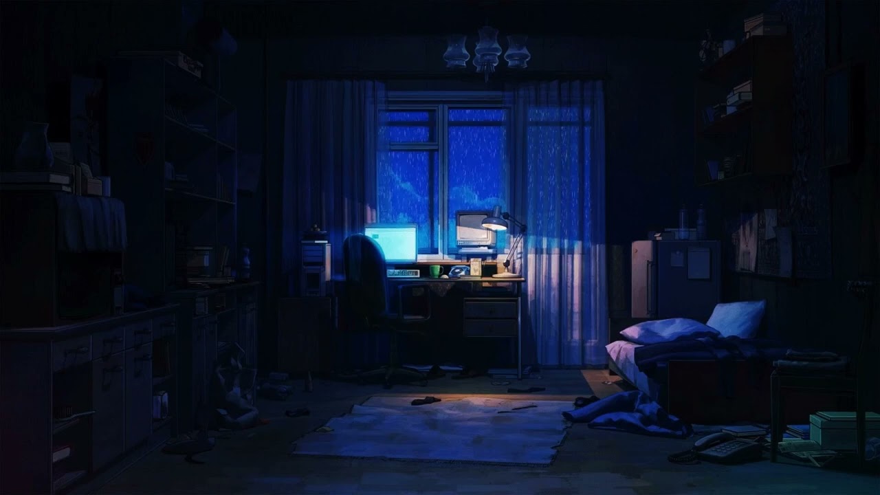 PIXEL ART BEDROOM with THUNDERSTORM Sounds | 2 Hours of WHITE NOISE