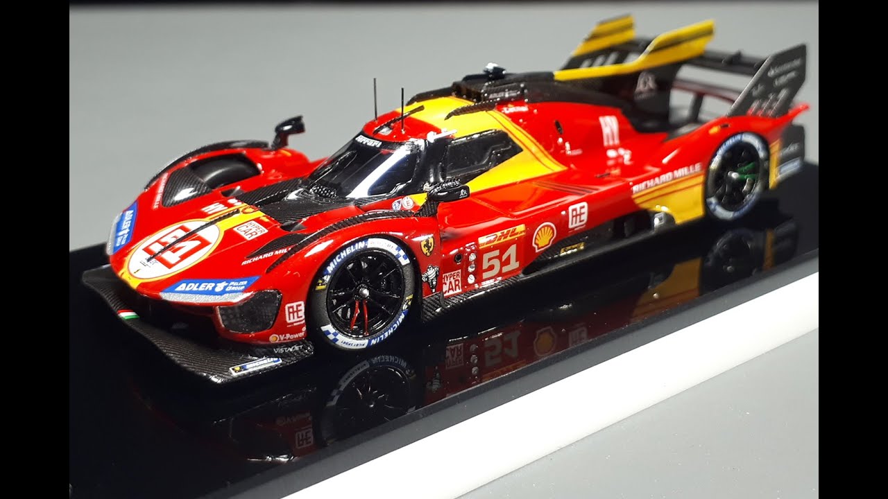 Обзор модели автомобиля Ferrari 499P #51 в ливрее 2024 года, Ле-Ман, масштаб 1/64, от Fine Model,...