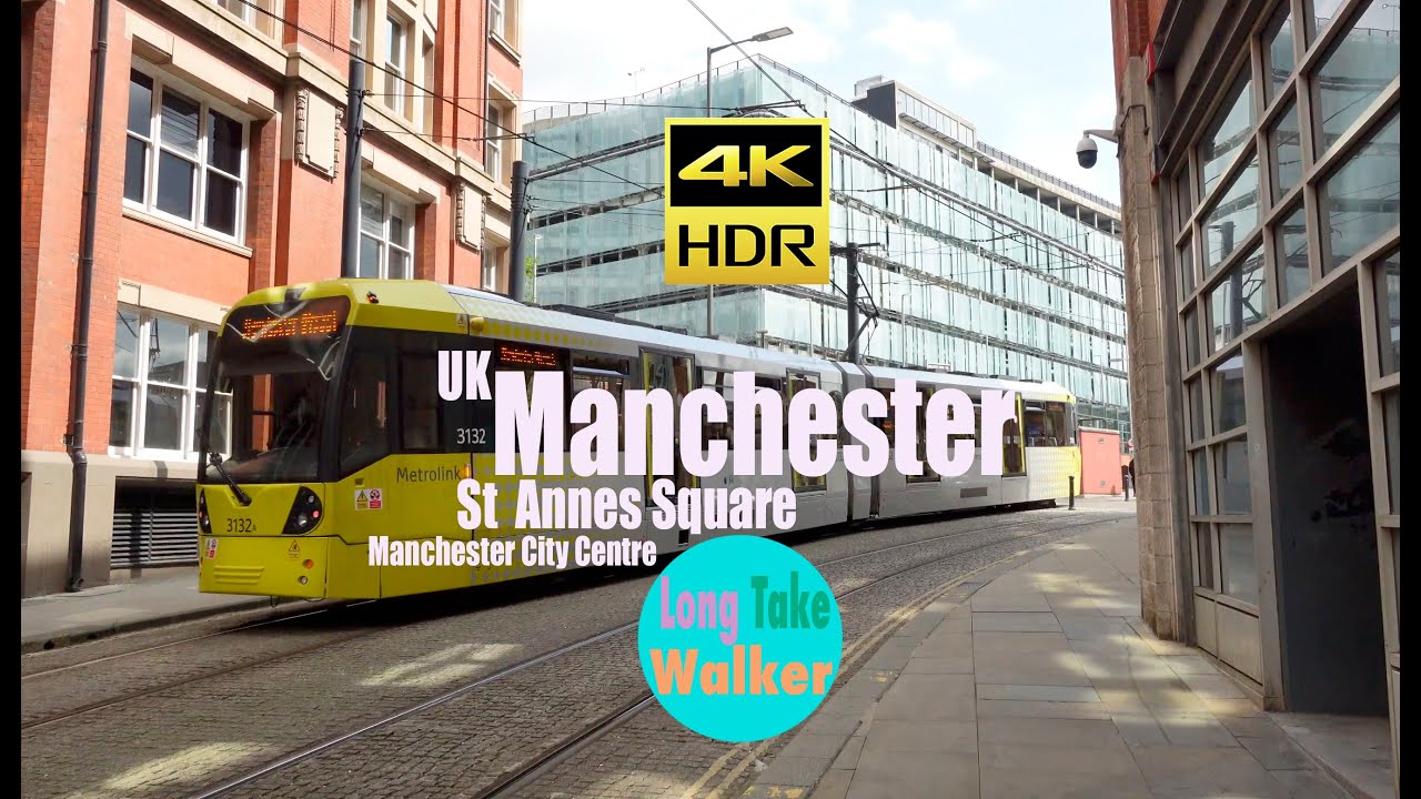 [4k] HDR - Virtual walking tour - St  Annes Square , Manchester City Centre,UK