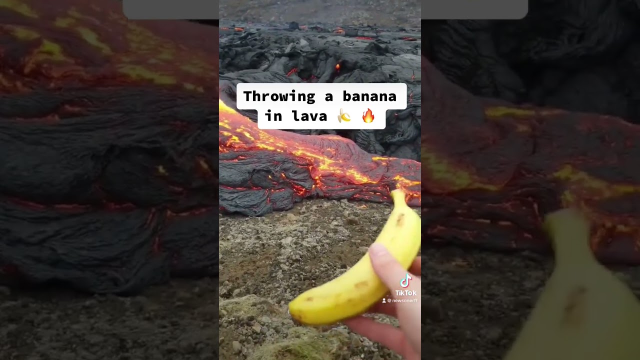 Rzucanie banana do lawy 🍌 🔥 #ziemia #lawa