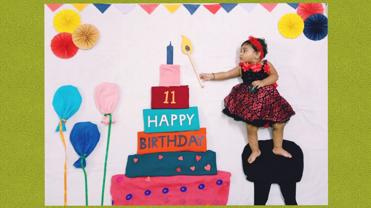 Birthday Cake Theme। 11 Month Baby Photoshoot Ideas At Home।  Unique Baby Photography। #Shrinika।