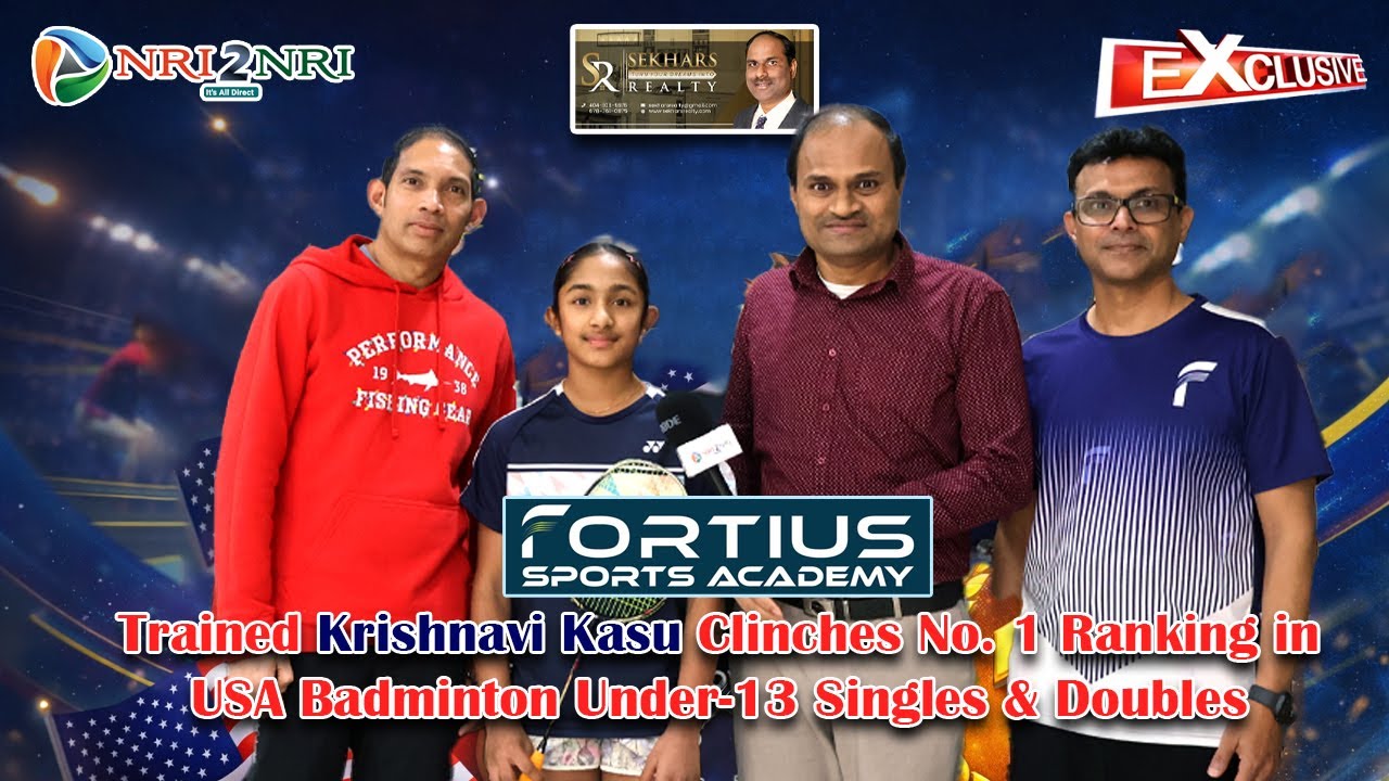 Krishnavi Kasu Ranks #1 in USA Badminton U-13 | Fortius Sports Academy | NRI2NRI.COM