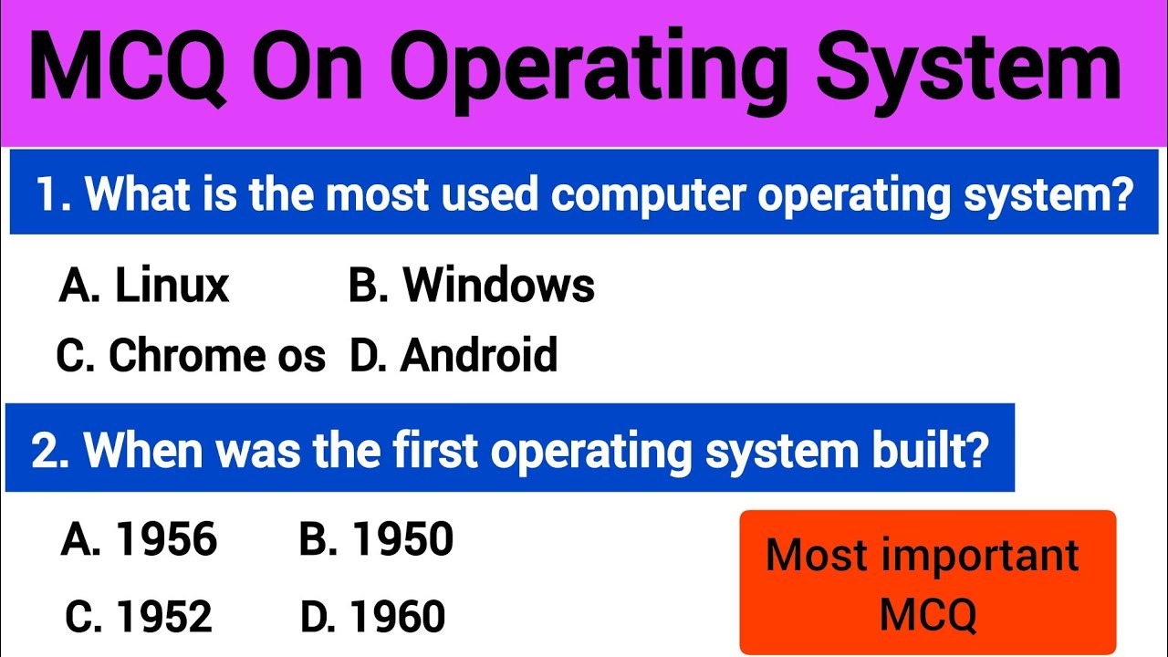 MCQ On Operating System| multiple choice questions on OS