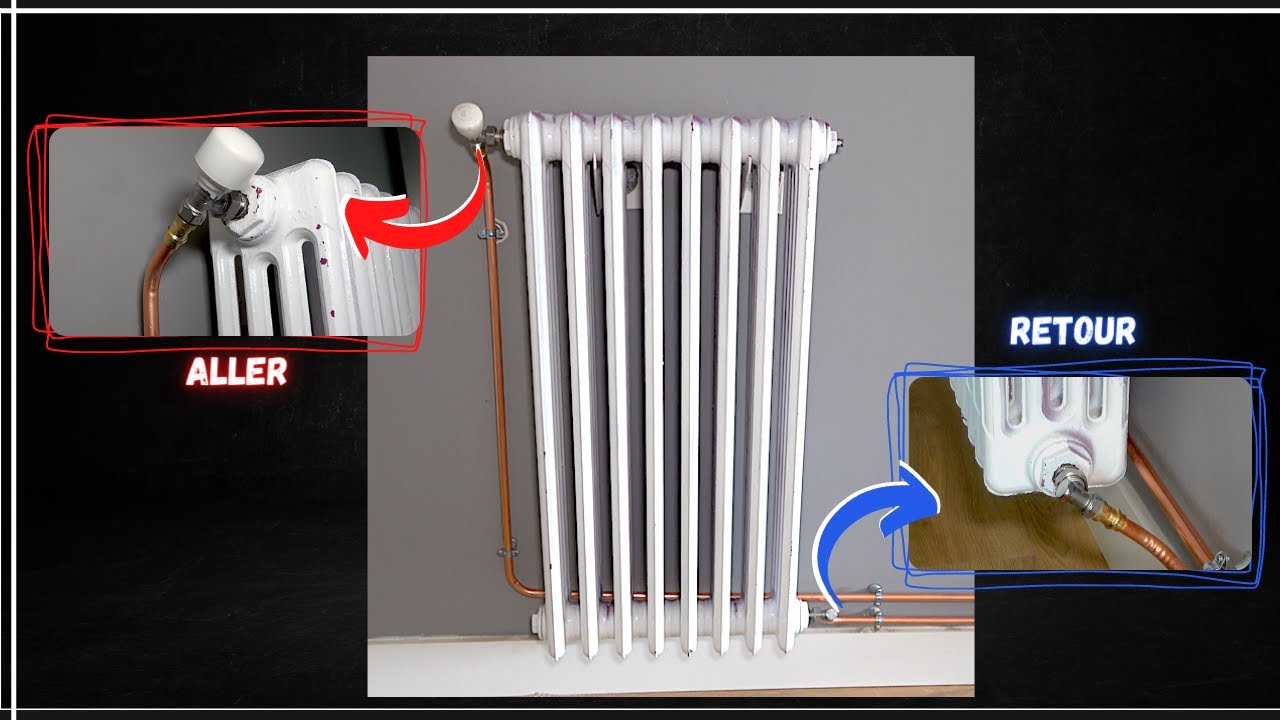 Raccordement d'un radiateur en fonte TOUT EN CUIVRE
