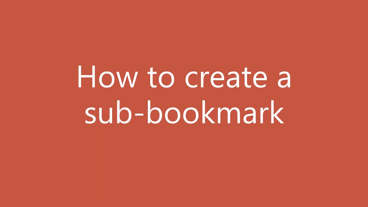 How to create a bookmark  & sub-bookmark in Nitro Pro