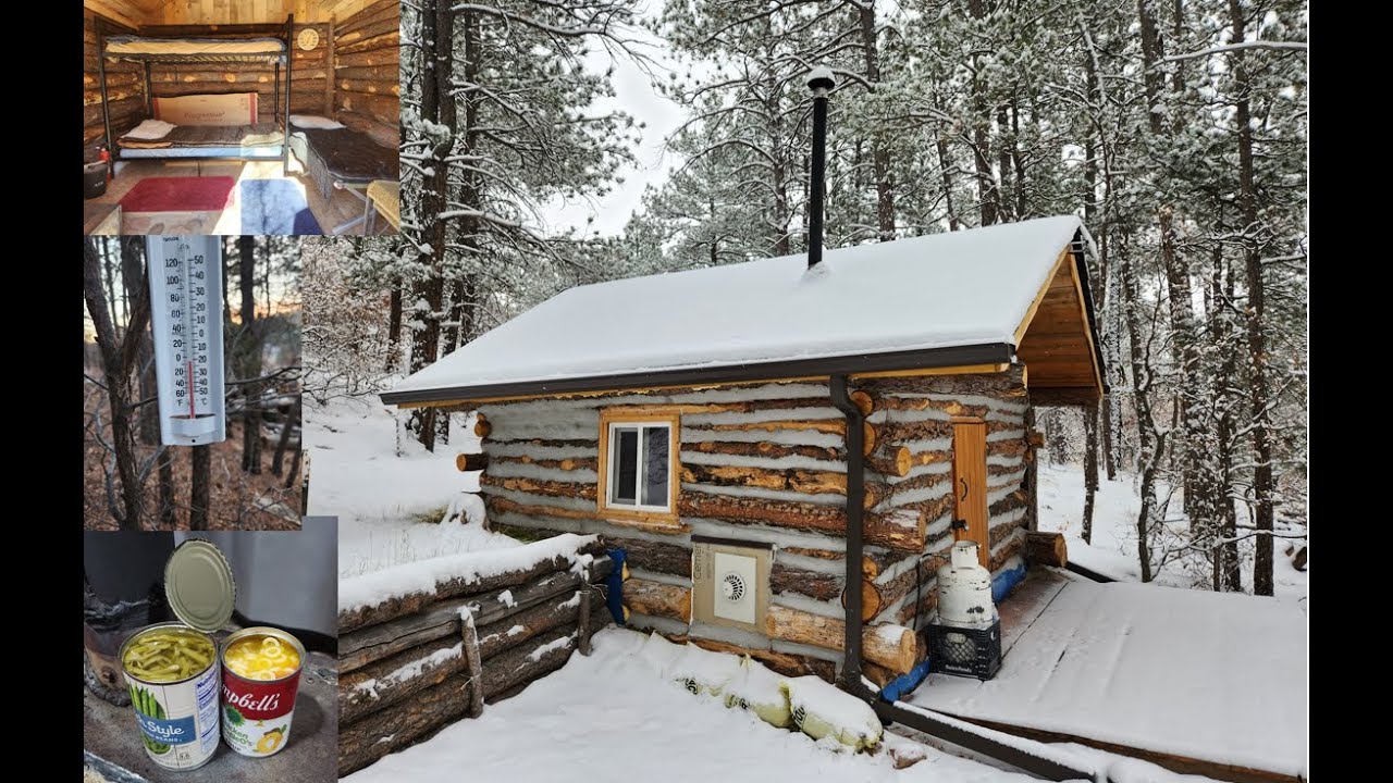 Winter camping in an off grid log cabin at -15 WINDCHILL -  testing all lessons learned.