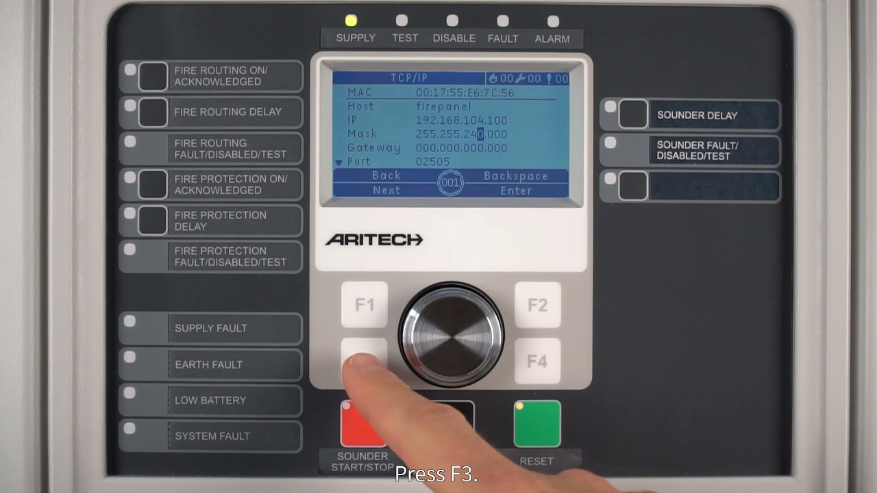 How to change the Aritech Control Panel IP Address