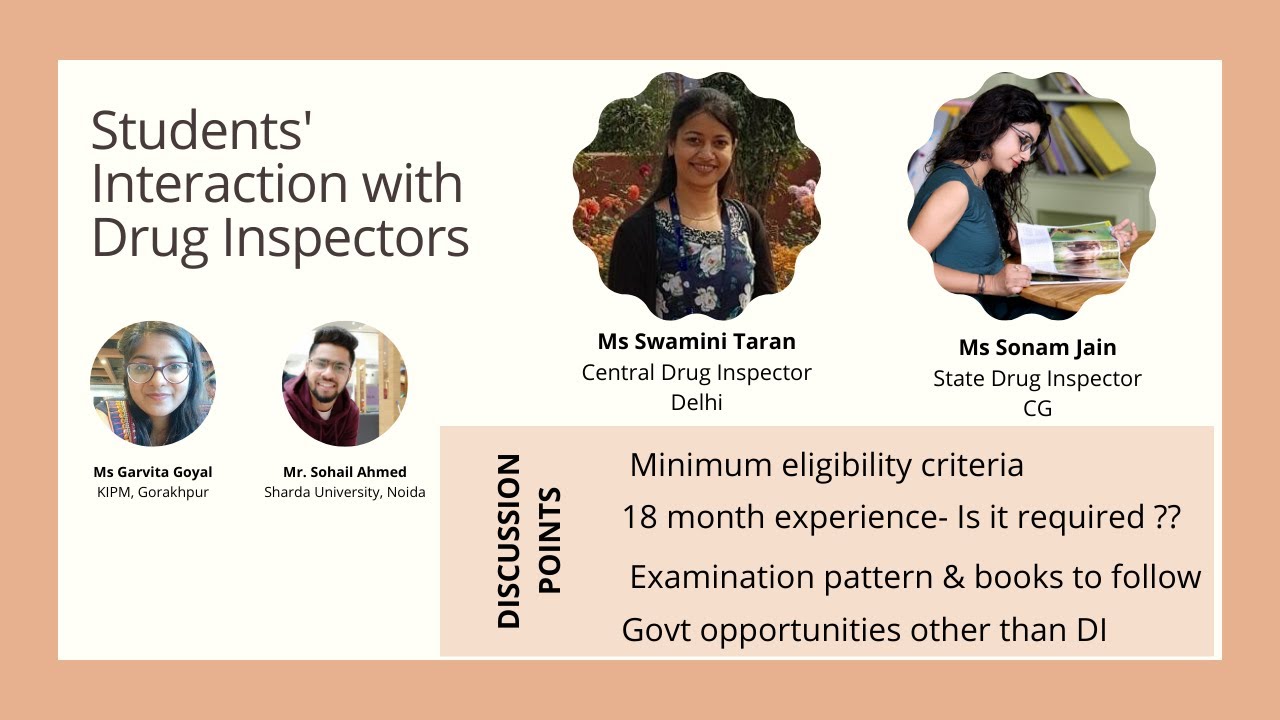 How to be a drug inspector.. Guidance from state and central Drug inspectors