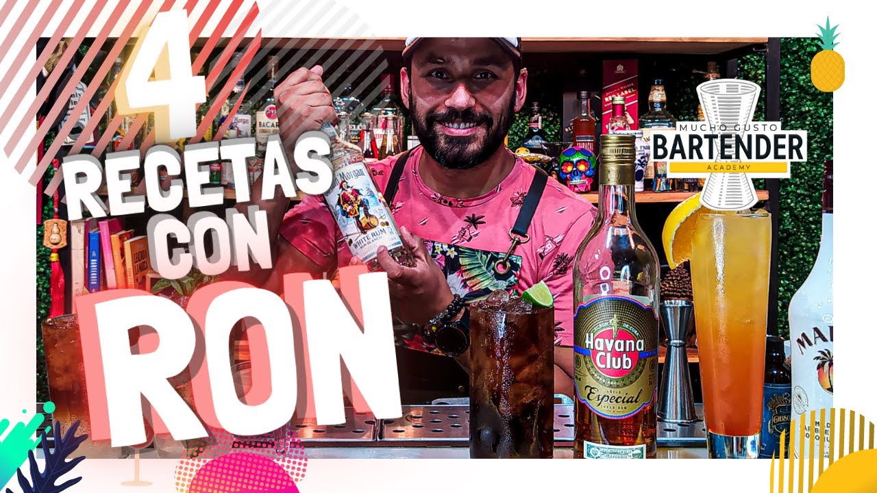4 COCTELES FAMOSOS CON RON ✅ / TUTORIAL / COMÓ UN BARTENDER