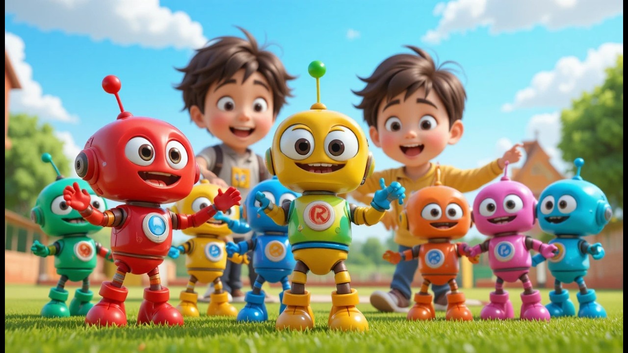 Eight Little Toy Robots Spin Spin Spin | Robot Dance & Counting Song for Kids
