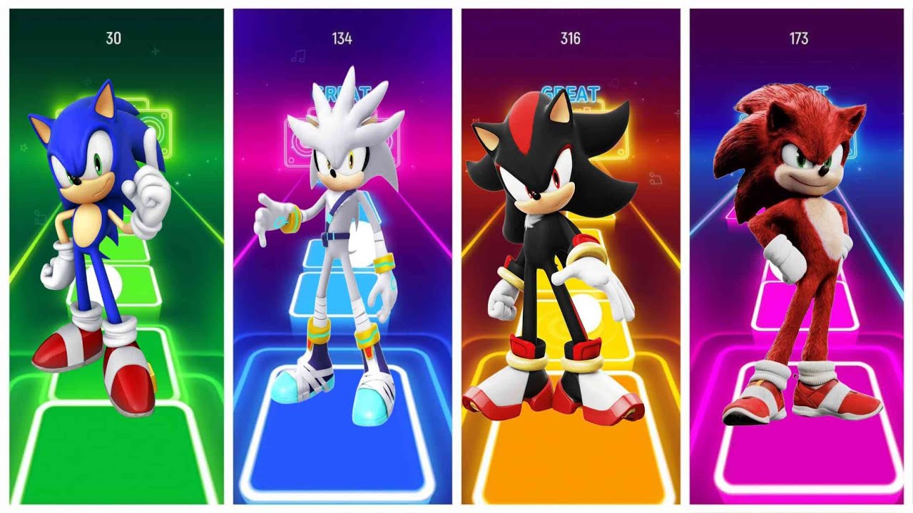🎵Sonic 🆚 Shadow 🆚 Silver 🌀  Tiles Hop EDM Music Game INSANE RUN! 4