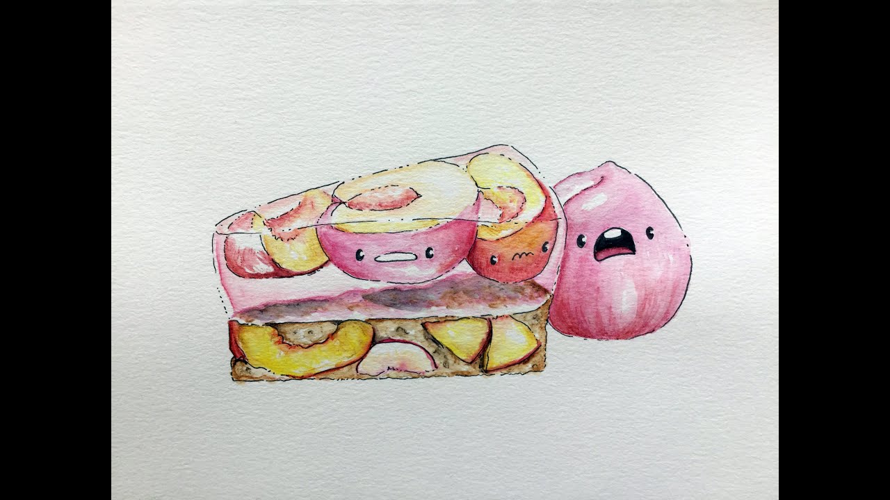 Kyoodoz Presents How To Draw Kawaii (かわいい | 可愛い) Nectarine Jelly Cake | (Step by Step Easy).