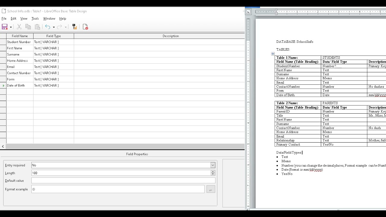 2B Creating Tables in LibreOffice Base