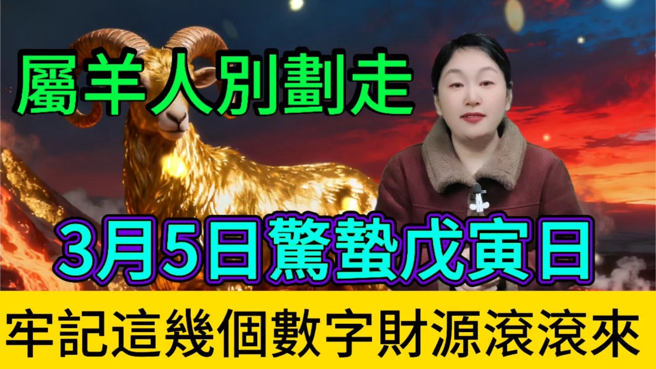 属羊人必看】明天3月5號「驚蟄」節氣，你的偏財旺，牢記這「4個數字」，讓你財源滾滾來！#財富 #補財庫旺財氣 #運勢 #命理 #易经