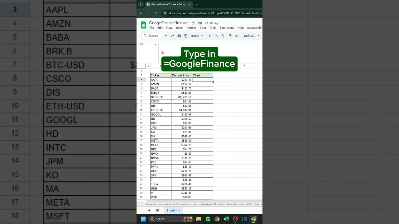 Google Finance Tracker in GSheets 📈 #googlesheets
