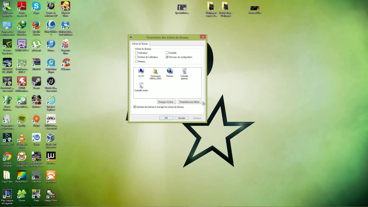 Afficher ou masquer les icones communes sur le bureau (Windows 8.1) Fran&ccedil;ais