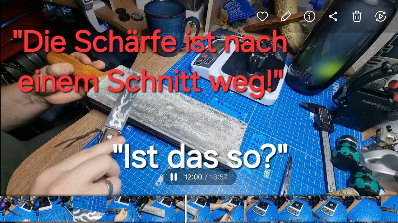 Schärfeverlust eines #Grundschliff nach harter Nutzung, Messer schärfen Grundwissen am Ende