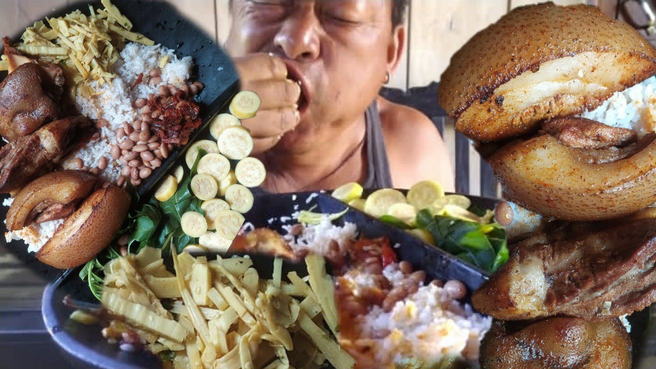 Pork delicious curry with spicy Bambooshoot & cucumber, beans (kholar) | Real mukbang | Naga style|