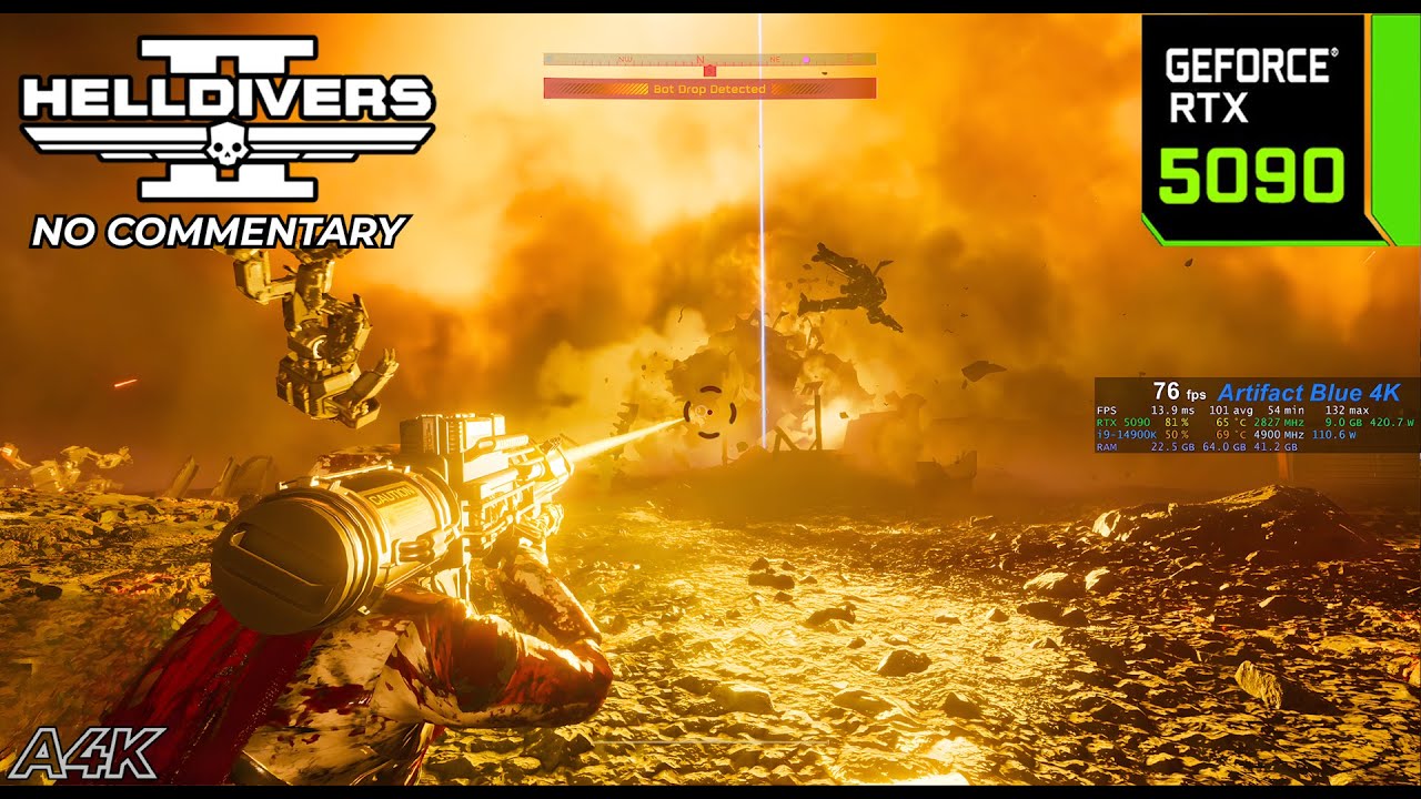 HELLDIVERS 2: Magma Planet K | RTX 5090 4K 60fps Ultra Max Settings (No DLSS)