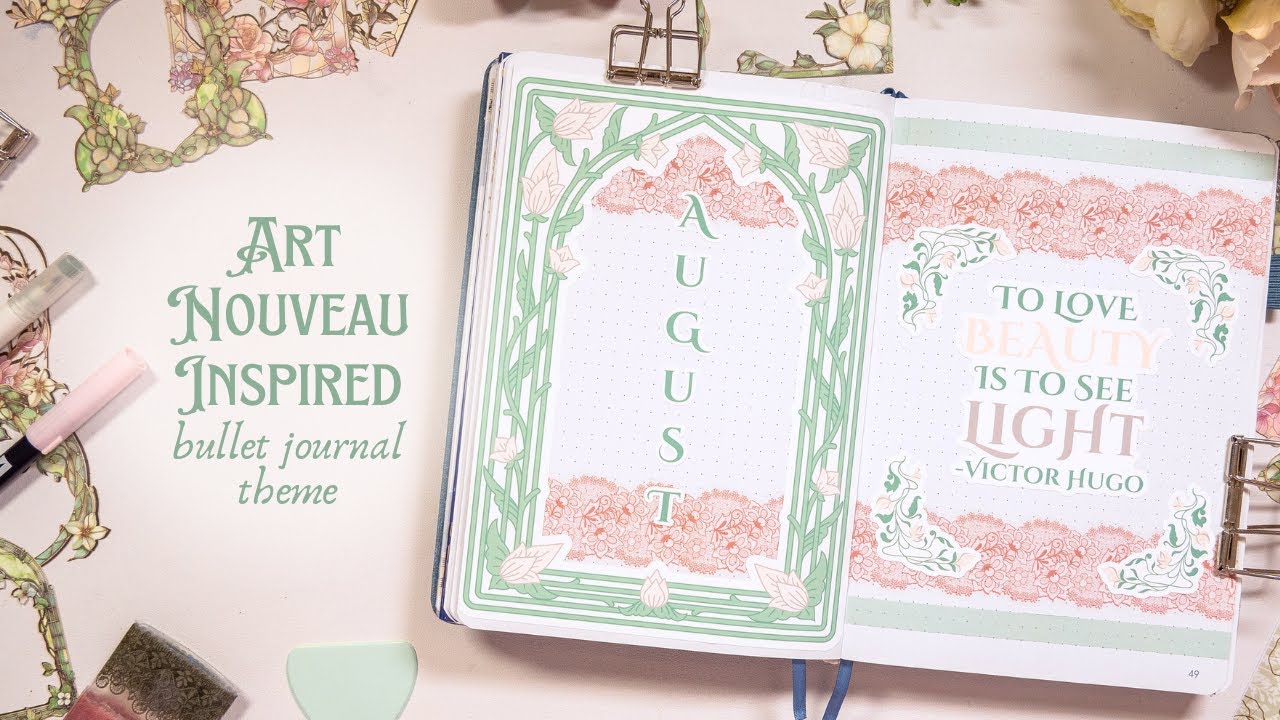 August Bullet Journal Set Up ✨ Plan With Me | Art Nouveau Inspired Theme