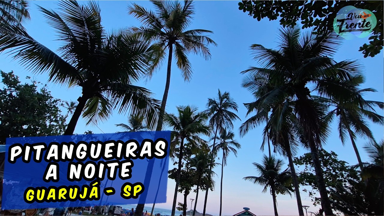 Orla da praia de PITANGUEIRAS a noite em Guarujá-SP