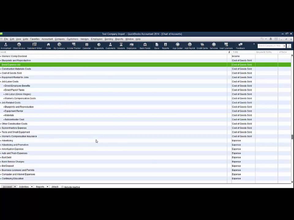 Importing the Chart of Accounts and Item List