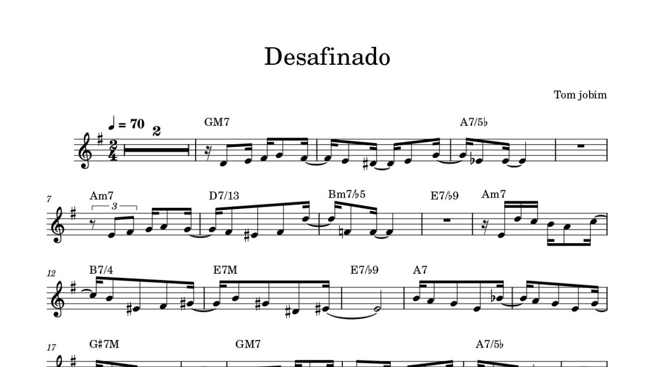 Desafinado (Tom Jobim and Newton Mendonça) - Bossa Nova Music Score Bb trumpet