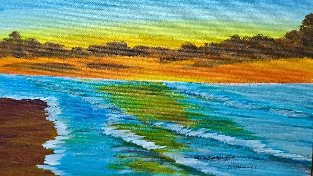 Sea view sunset painting 