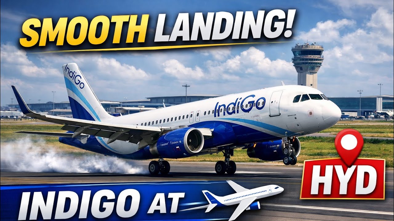 IndiGo Flight Smooth Landing at Hyderabad Airport | Full Landing View ✈️