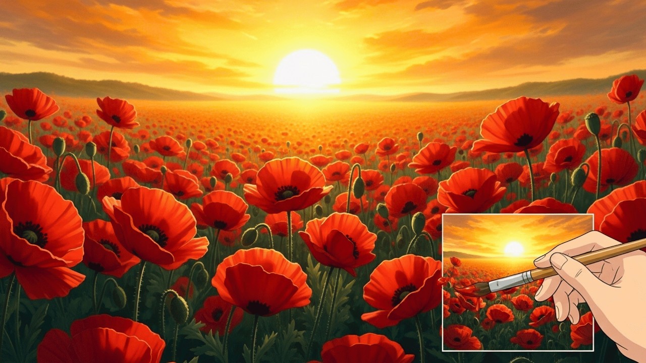 Monet’s Field of Dreams 🌺 Ghibli Style Visual Poem | Classical Music for Reading & Art