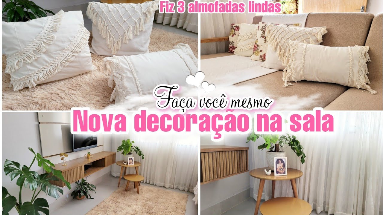 FIZ 3 CAPAS DE ALMOFADAS LINDAS DE MACRAMÊ/FAÇA VOCÊ MESMO/DIY/NOVA DECORAÇÃO SALA|Flavilene Azevedo