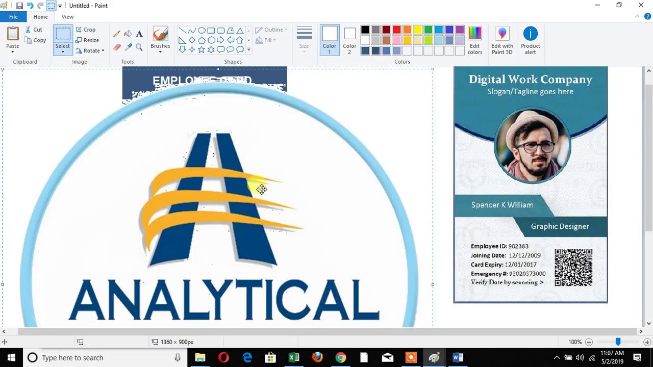 I CARD  IN MS PAINT