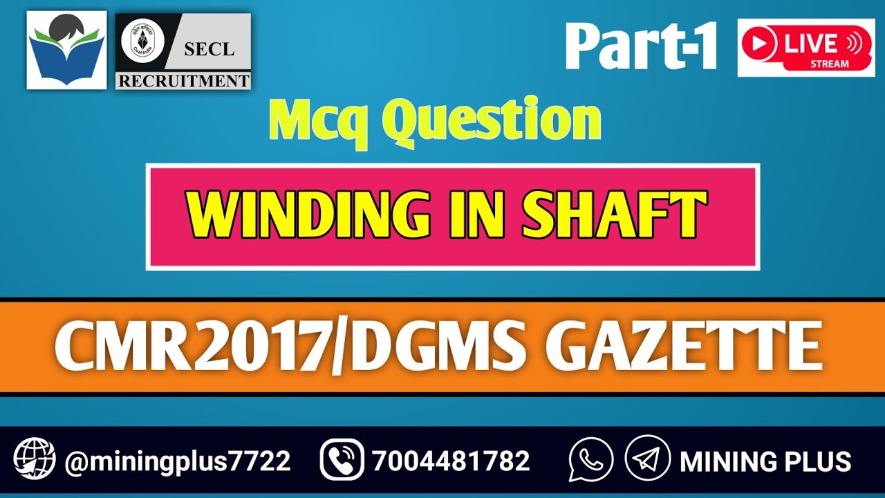 Part-1 Mcq Question Related Winding In Shaft ||Coal Mines Regulations 2017 || Dgms Gazette